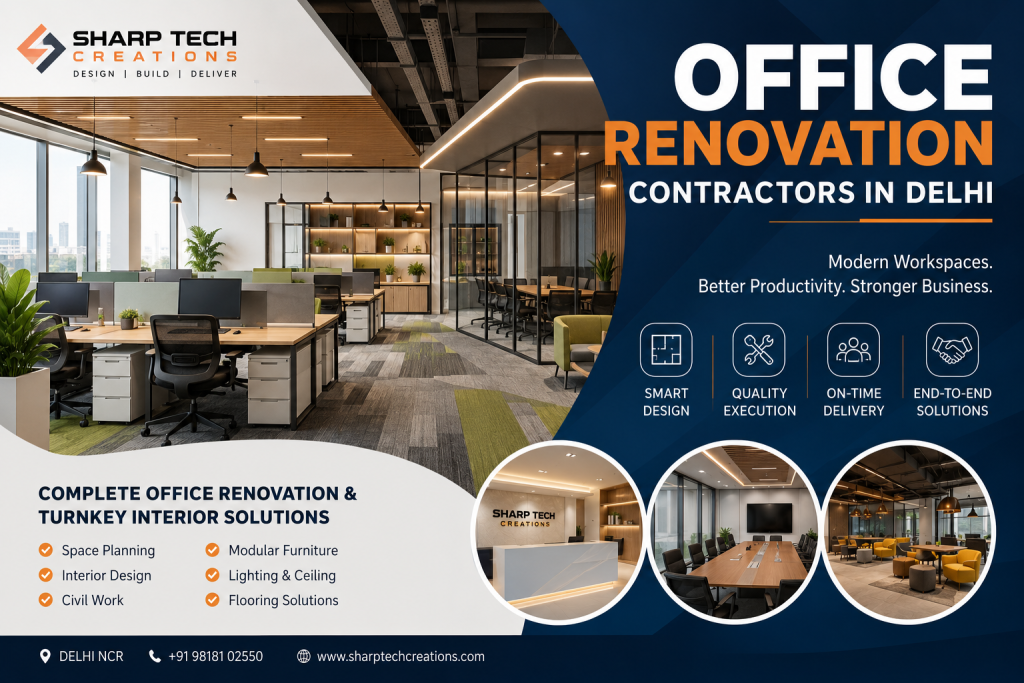 Office Renovation Contractors – Transform Your Workspace with Sharptech Creations